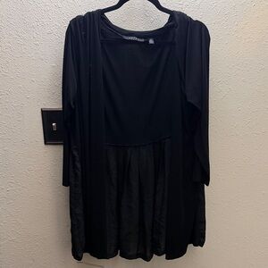 Cyrus Black Open-Front Pleated-Back Cardigan